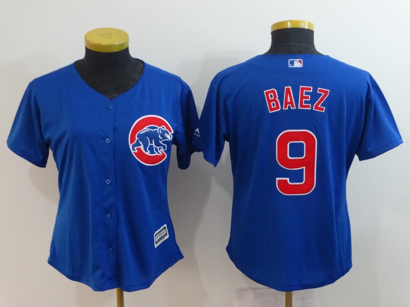 2018 Women Chicago Cubs #9 Baez blue new Rush limited MLB Jerseys->women mlb jersey->Women Jersey